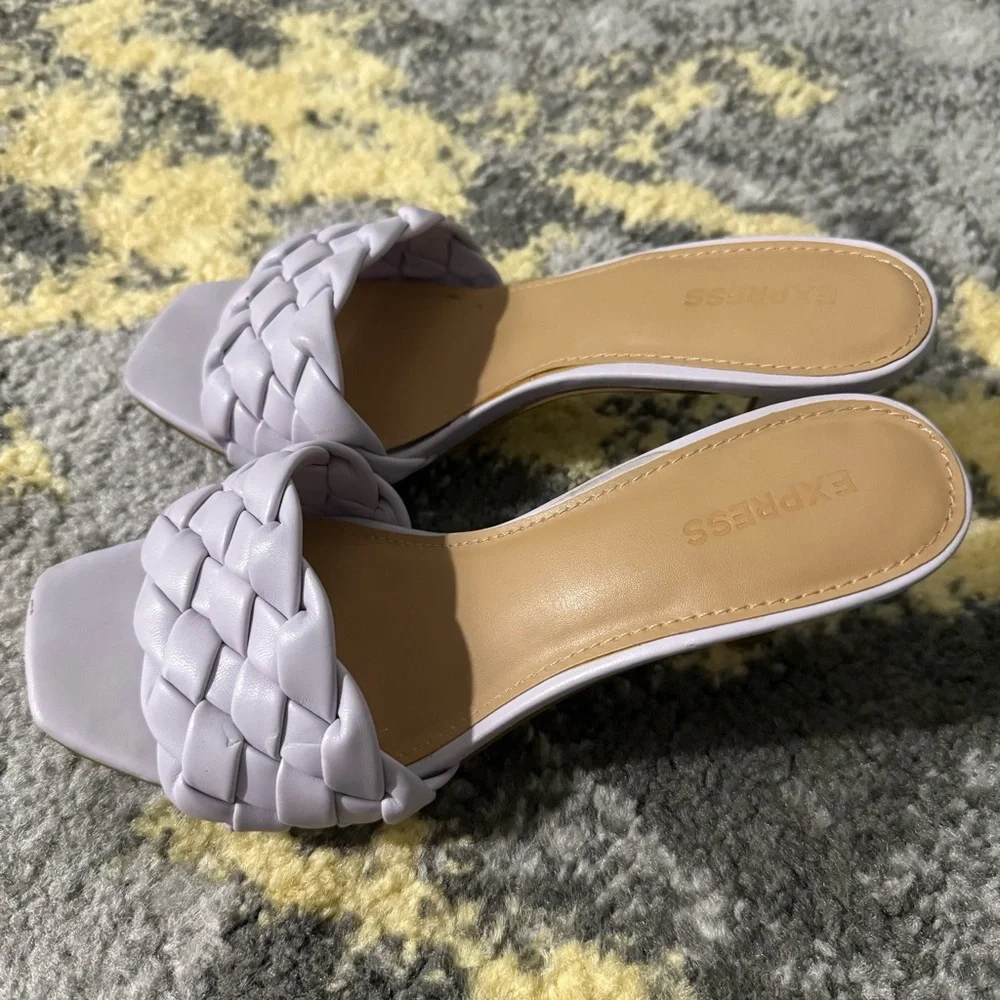 Express braided heel sandals with a square, open toe